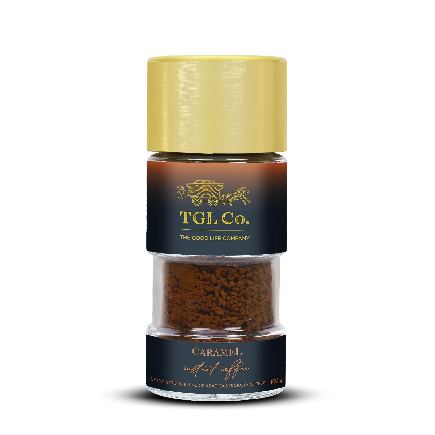 TGL Co. Caramel Flavoured Instant Coffee (100 gm) | blend of Arabica & Robusta Coffee| Granular Coffee with No Added Sugar| Caramel Coffee Powder |Hot or Cold Coffee| Caramel Instant Coffee Powder