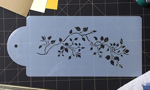 Miniatura 4 de Designer Stencils C047Rosebud Vine para decorar tartas, color beigesemitransparente by Designer Stencils