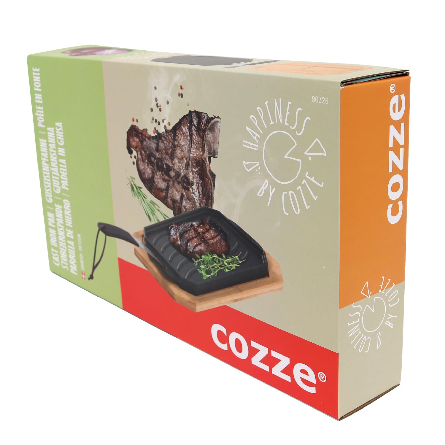 Millarco - Wendbare Gusseisenpfanne mit FSC-zertifiziertem Buchenholztablett, 33x16,5 cm – Abnehmbarer Griff, Zweiseitig für vielseitiges Kochen, LFGB-zugelassen, Black