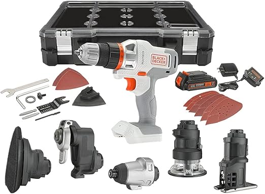BLACK+DECKER 20V MAX MATRIX Cordless Combo Kit, 6-Tool, White and Orange (BDCDMT1206KITWC)