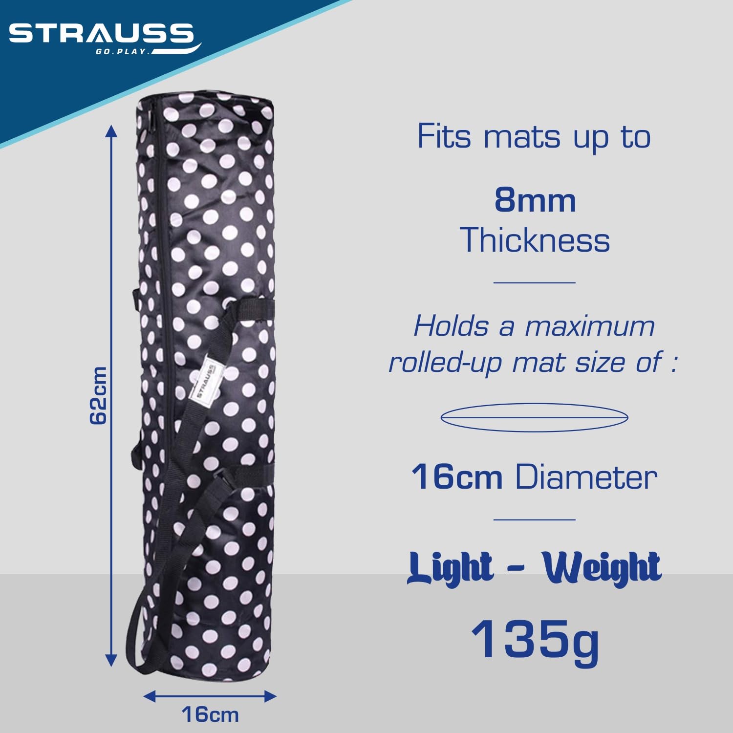STRAUSS Yoga Mat Bag with Shoulder Strap | Washable & Durable Yoga Mat Cover Bag | Travel, Yoga & Gym Shoulder Bag | Along with Side Pocket | Ideal for Men & Women, (Black) 2