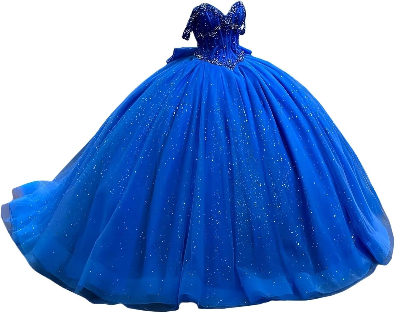 Suknie quinceanera z odkrytymi ramionami kokardka koralikami długie formalne suknie quinceanera na bal maturalny MT034