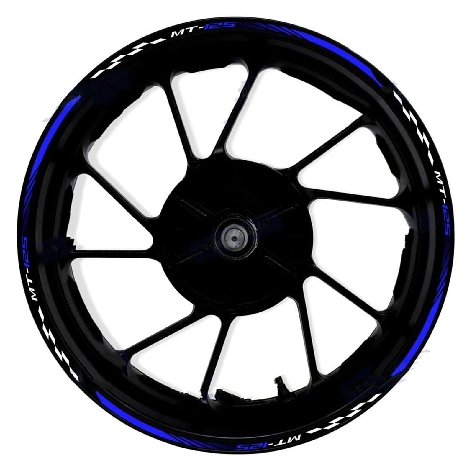 Motorcycle Front Rear Wheel Sticker Tire Inner Stripe Reflective Rim Decal Stickers for Yamaha MT-125 MT125 Motorbike(Color10)