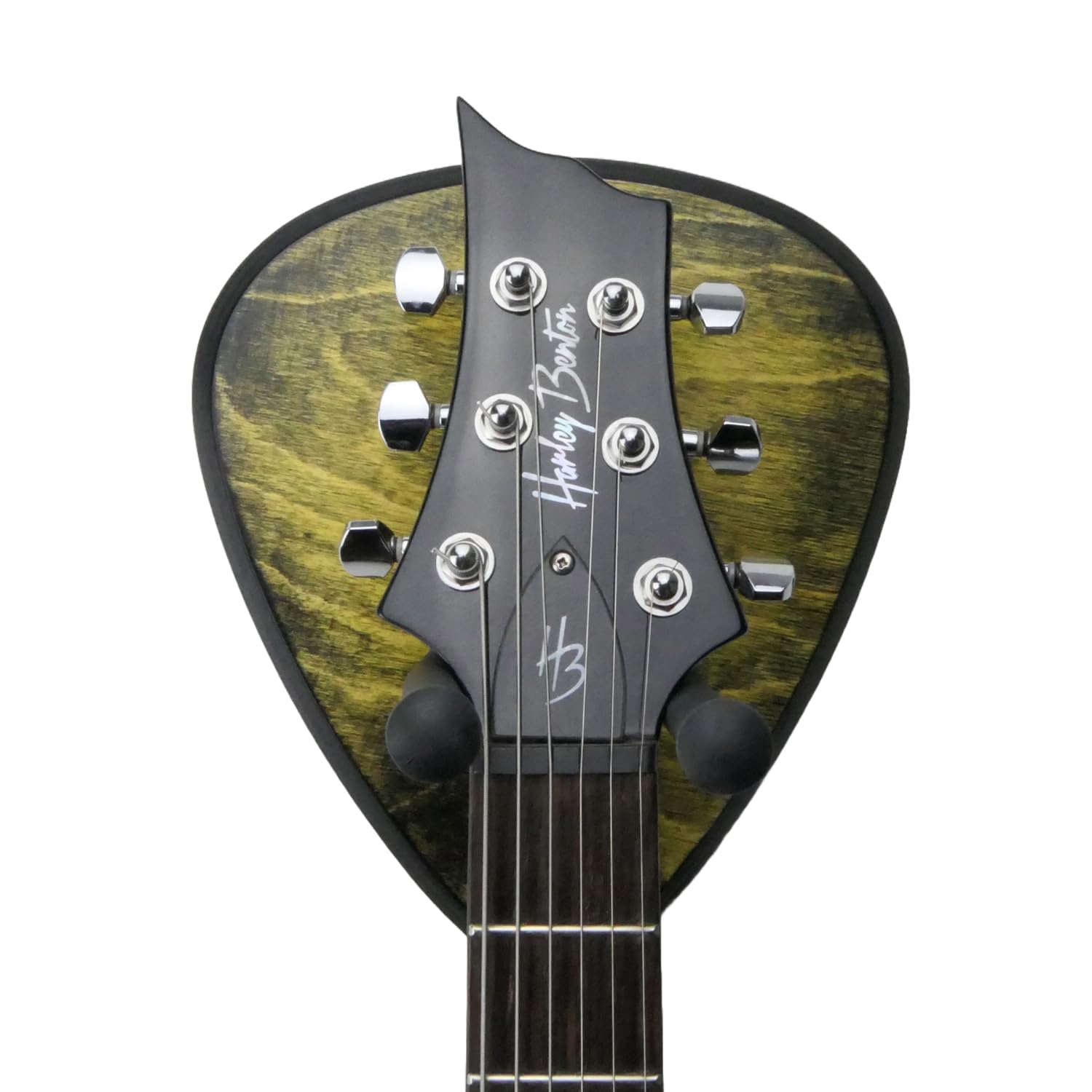 Unikat Gitarrenhalterung Wandhalter aus Holz Wandhalterung - Gelb Schwarz 23,5x23,5cm - Gitarrenhalter Modell DARK EDGE FOUR