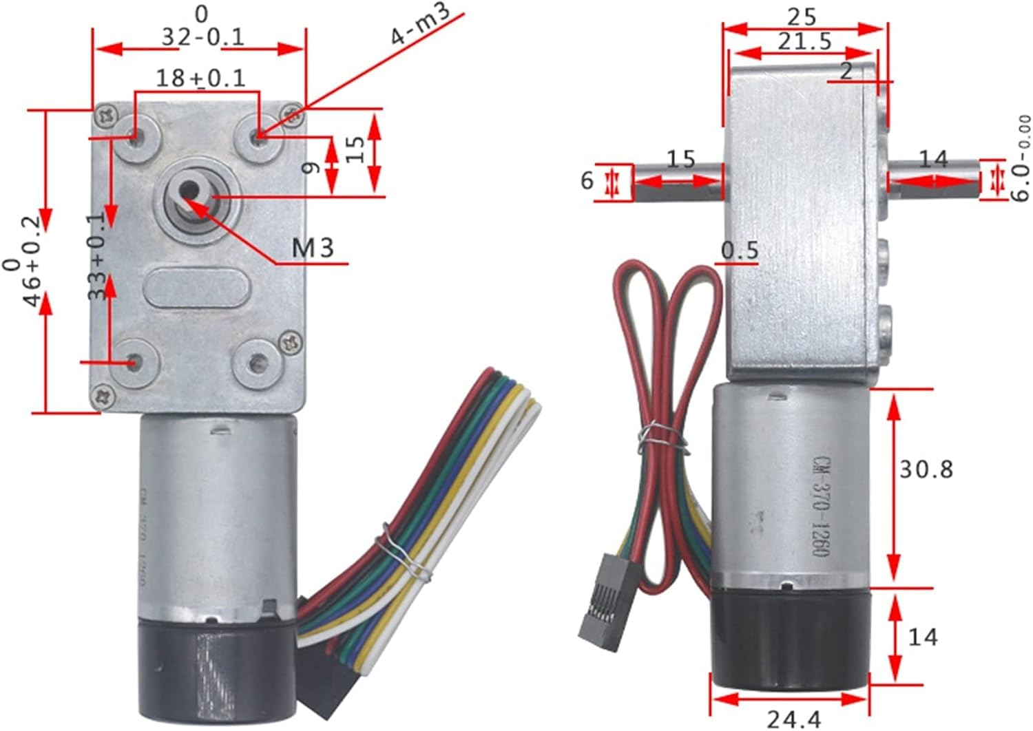 Gleichstrommotor mit hohen Drehmolekülen, DC Schneckengetriebe 6V 12V 24V 6-150RPM 25kg.cm Drehmoment 3W Mit Encoder Metal Gear (12v,66rpm)