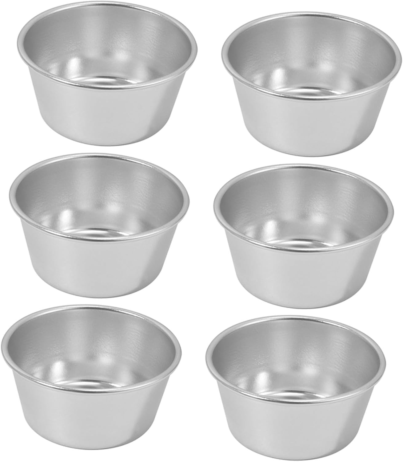 GLEAVI 6Pcs Aluminum Egg Tart Molds: Nonstick Baking Cups for Home Bakers - Mini Dessert Muffin Tins Cupcake Pans (2.63x1.26 Inch)