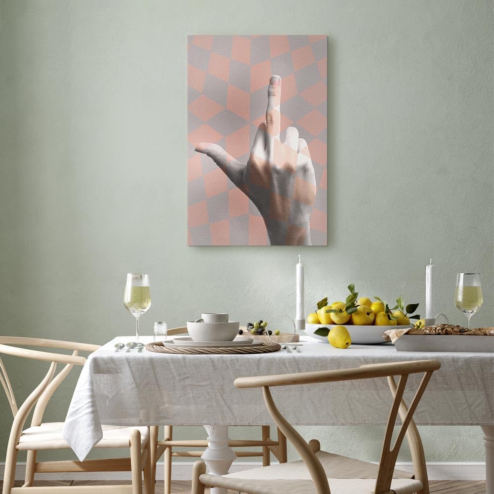 artgeist Acoustic Canvas Wall Art Print Hand Fuck You 24x35 in - 1pcs Picture with Acoustic Foam Sound Print Artwork Room Acoustics Soundproofing n-A-0898-b-a