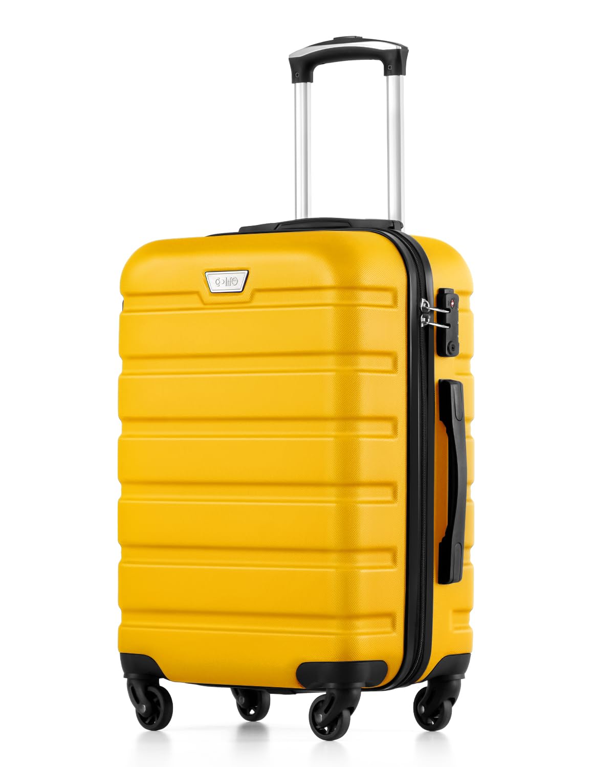 20 Inch Carry On Suitcase for EasyJet, ABS+PC, Hardshell, Lightweight Durable Travel Cabin Luggage with 360°Rubber Spinner Wheels, YKK Zipper, Telescopic Handle, TSA Lock, Lemon Yellow