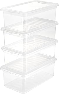 keeeper Bea Storage Boxes with Air Control System, 4-Piece Set, 4 x 5.6 L, 33 x 19.5 x 12 cm, Transparent