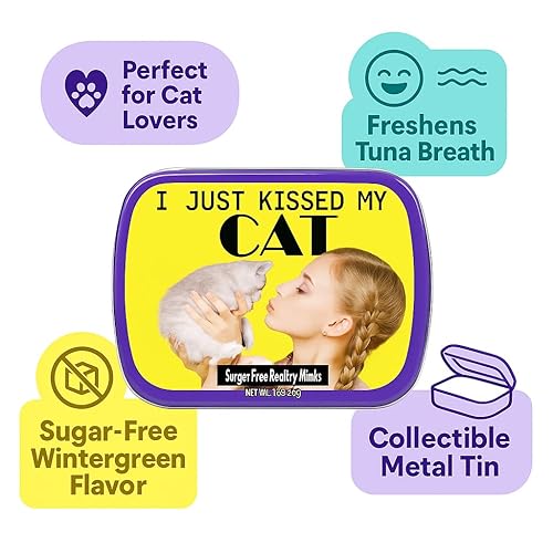 Miniatura 2 de I Just Kissed My Cat Mints – Regalo divertido para los amantes de los gatos – Regalos de señora loca – Latas de menta divertidas – Rellenos de