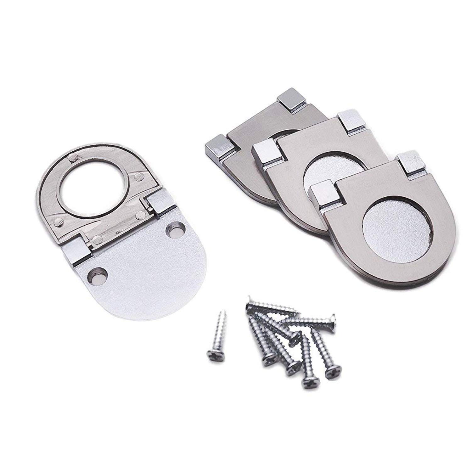 Sydien (4mm, Double White) - 4pcs Modern Cabinet Drawer Flush Ring Pull Handle (4mm, Double White)