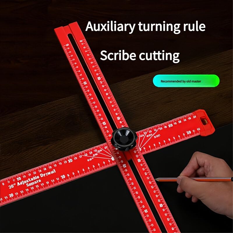VIDOO Squadra a T Regolabile Lega Alluminio Strumento Misurazione Multi Angolo Riga di Precisione Legno Metrica-600mm
