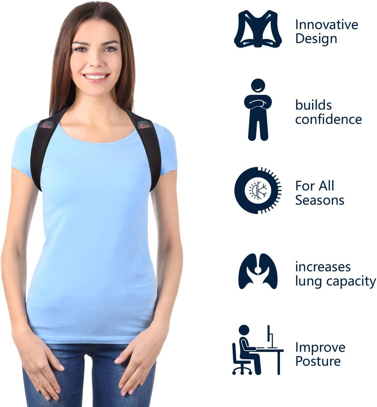 (2021New) Posture Corrector for Women Men - Posture Brace Adjustable Back Straightener, Comfortable Upper Clavicle Support Device for Thoracic Kyphosis and Back Pain Relief (New (26-48))