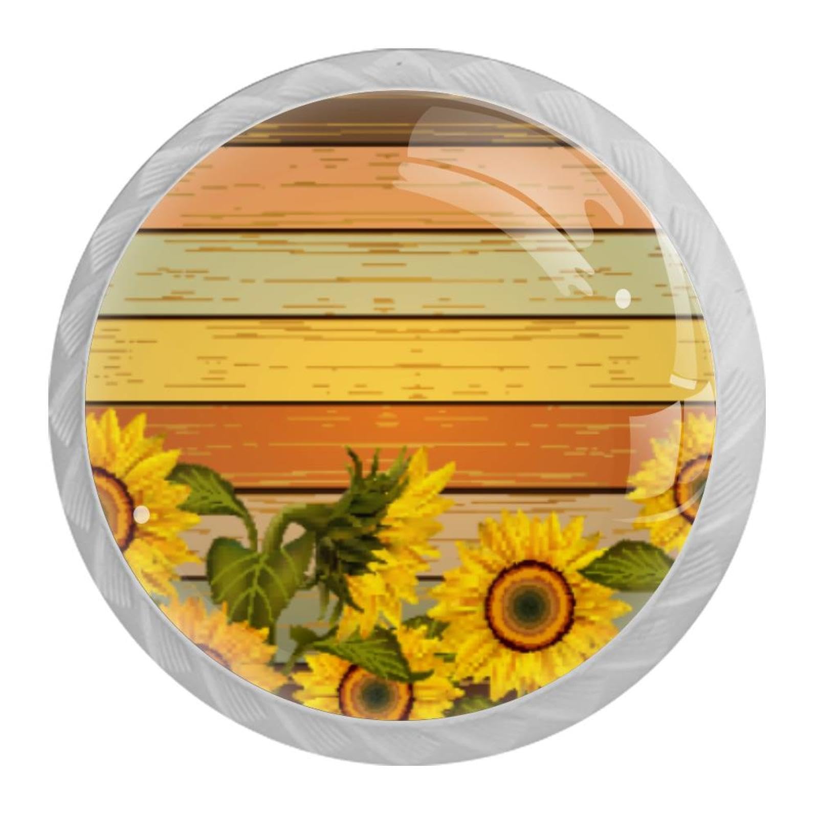 Tqmspg Multi04 4 Pieces Drawer Pulls Sunflowers Door Knobs Dresser Handles For Kitchen Wardrobe Cupboard Hardware Furniture