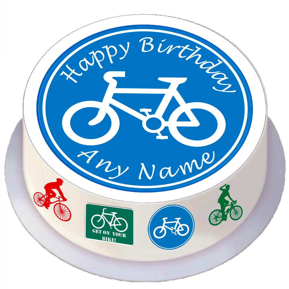 Made4you Cycling Birthday - Personalised Edible Round Cake Topper