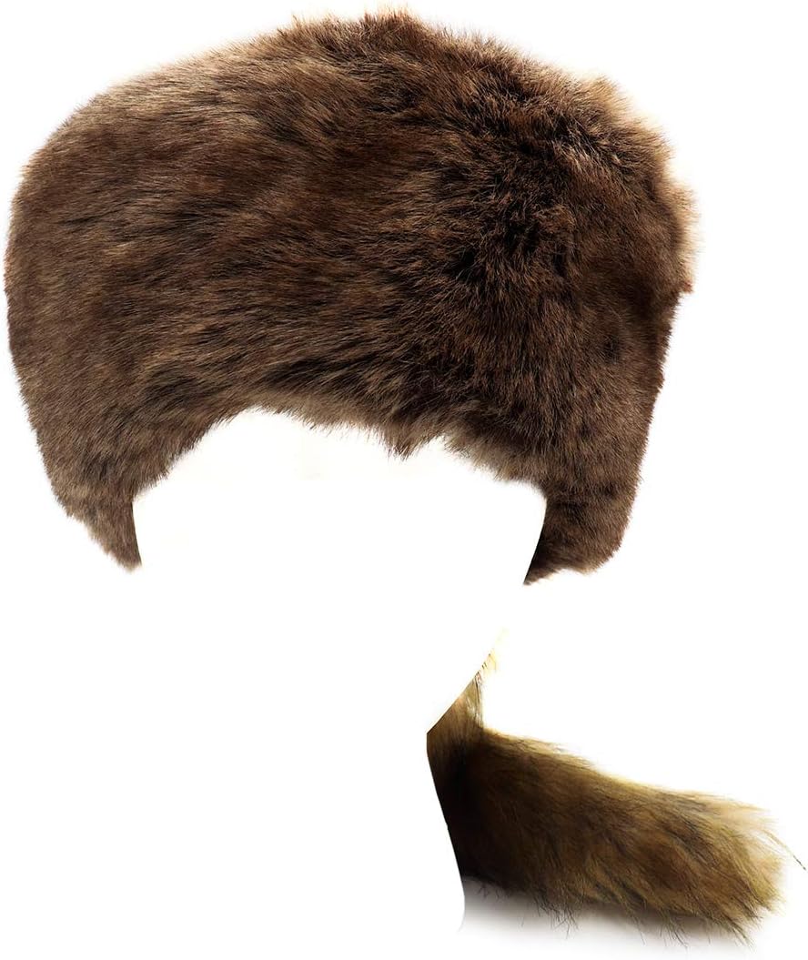 surell - Coonskin Davy Crockett Hat - Plush Soft Faux Fur Crown - Daniel Boone Outdoorsman Adventure Cap - Cabin Décor Raccoon Tail Hat (Brown) - Image 4