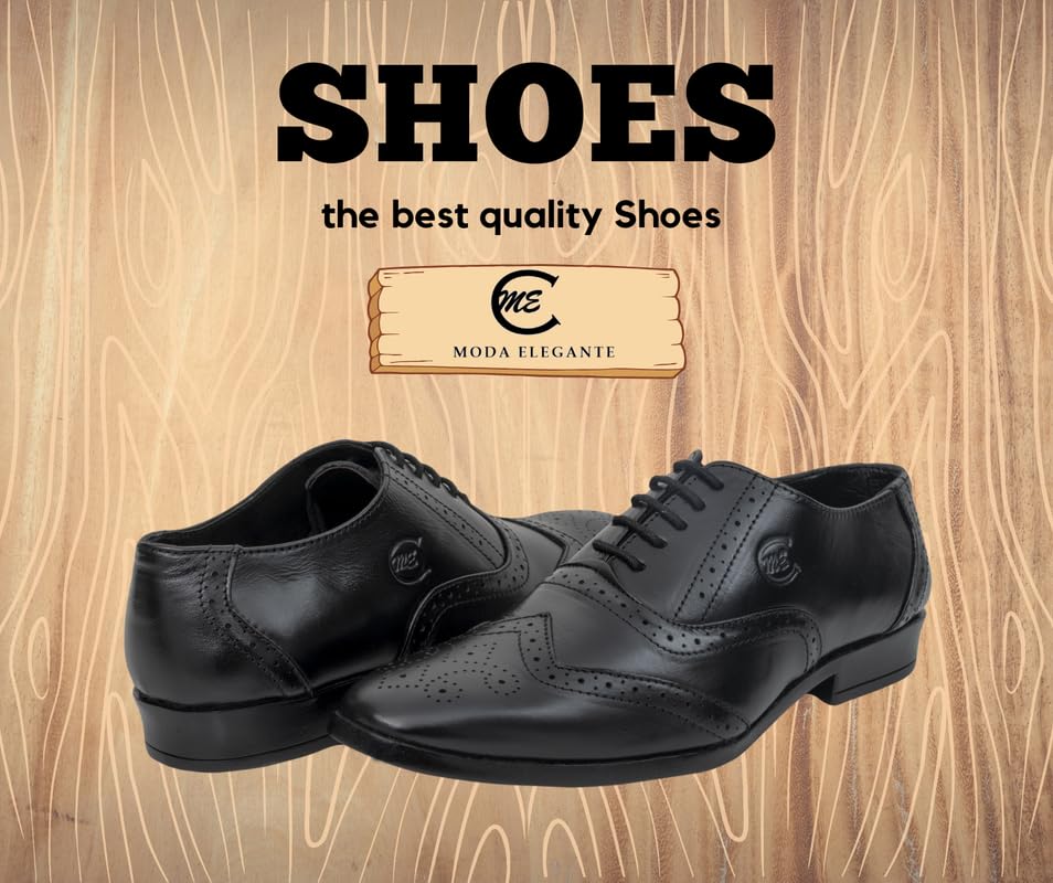 Image of Men's Handcrafted Oxford Lace-up Shoes with Broguing - Crafting Luxury and Elegance for You Black 8
