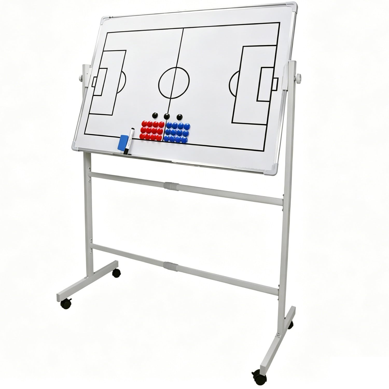 Pizarra táctica de fútbol con Ruedas, Pizarra Blanca de Doble Cara para Entrenador, Soporte Ajustable, Ruedas giratorias, Bandeja de Almacenamiento, Juego magnético Completo. Football