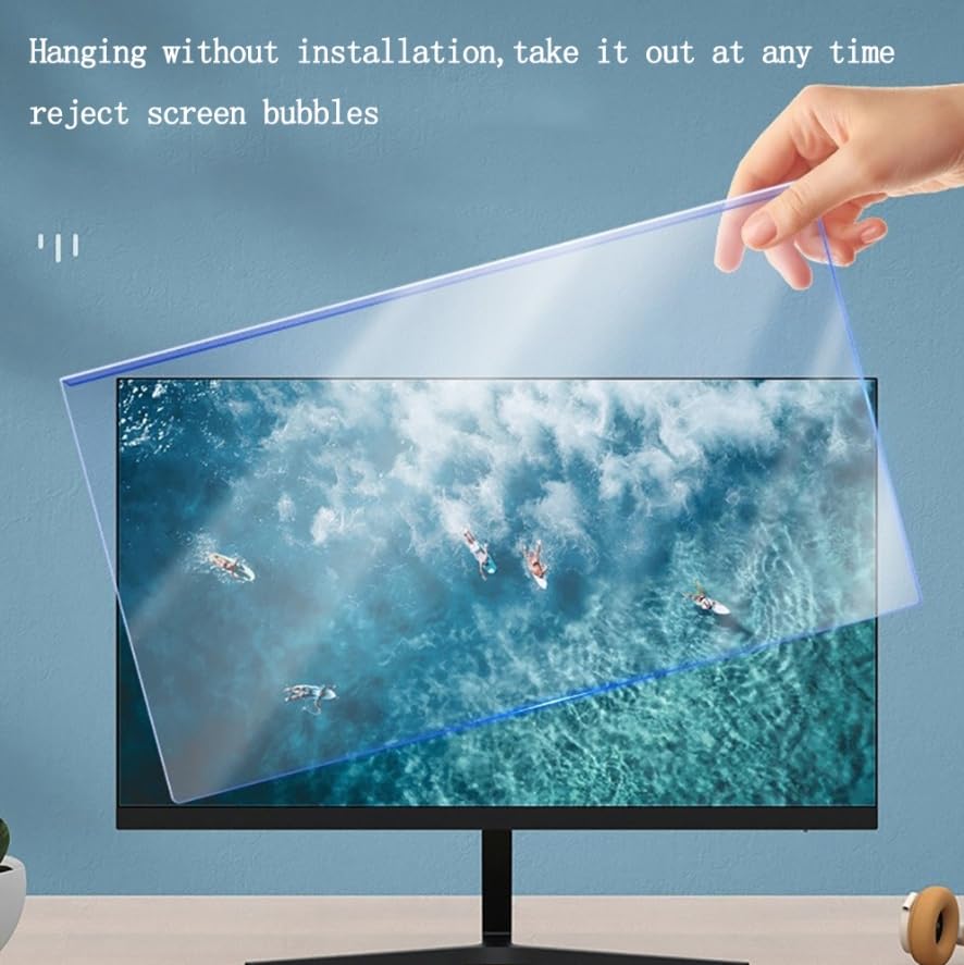 Luminexia Osłona ekranu blokująca niebieskie światło do monitora komputerowego LED o przekątnej 33.8–68.6 cm, wiszący akrylowy ochraniacz na monitor, filtr chroniący oczy przed promieniowaniem UV,