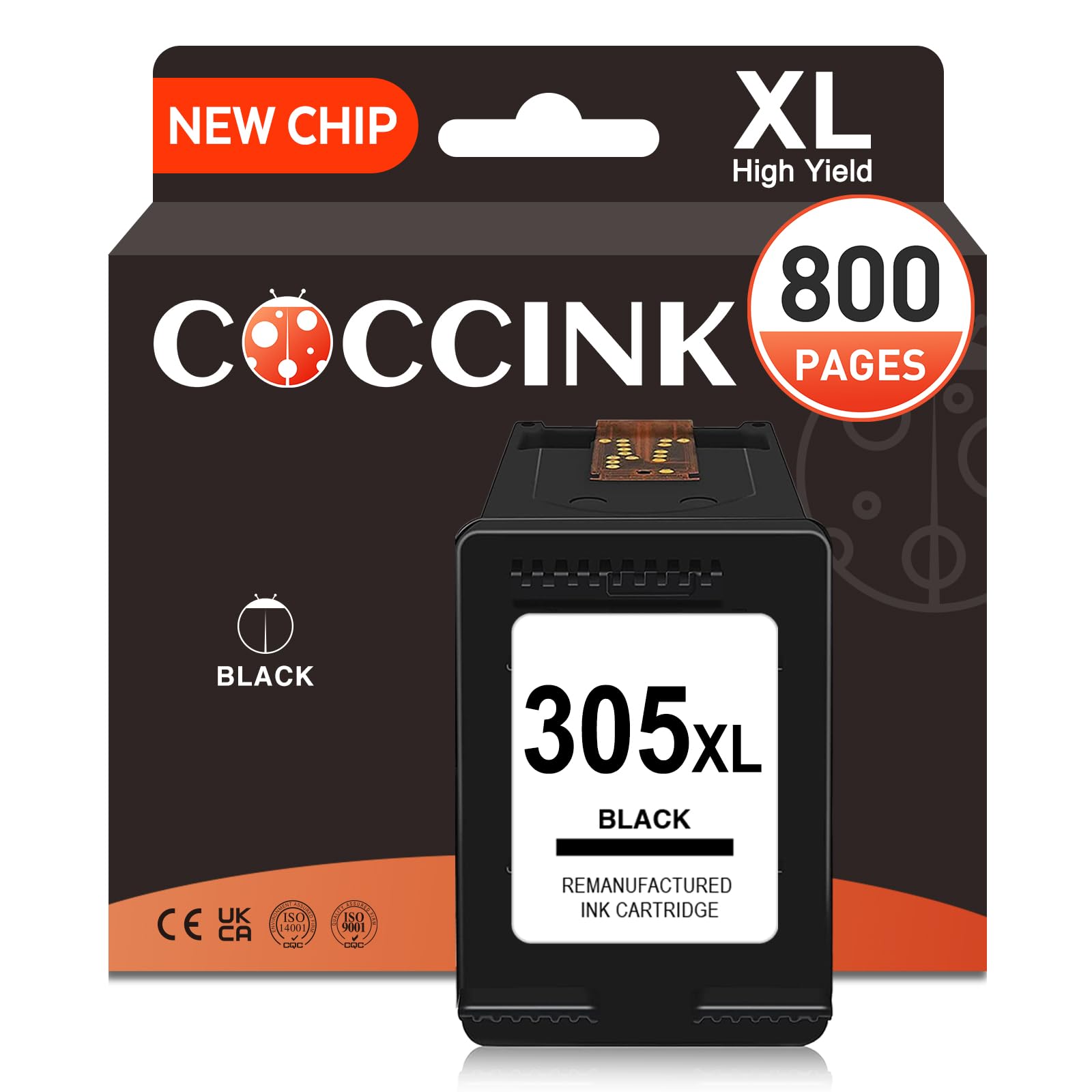 COCCINK 305 XL Negro Cartuchos de Tinta para HP 305 XL DeskJet 4200e 4210e | DeskJet 4220e 4222e 4230e 2820e 2800e 2810e 2821e 2822e 2823e Cartuchos para HP 305 XL Tinta Impresora para HP 305 XL Negro