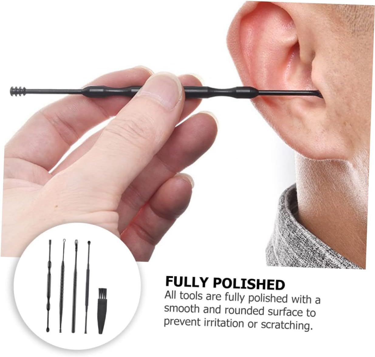 Double Head Rotating Ear Scoop Earwax Removal Tool Ear Cleaner Spring Spiral Design Ergonomic Skid Handle Family Safe