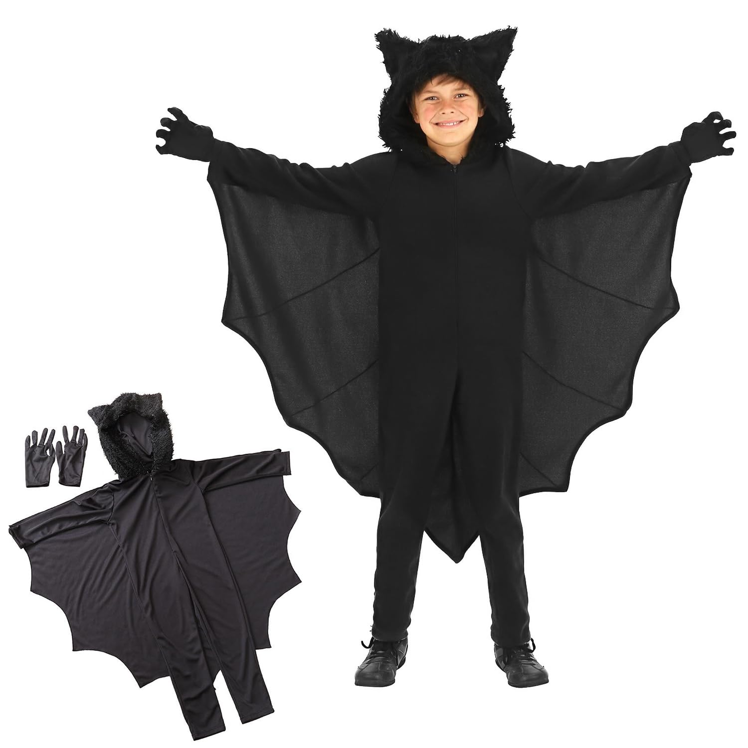 Disfraz de Murciélago para Niños,Disfraz de Alas de Murciélago Negro,Vampire Bat Disfraz De Disfraces De Halloween para Carnaval Fiesta de Cosplay Halloween