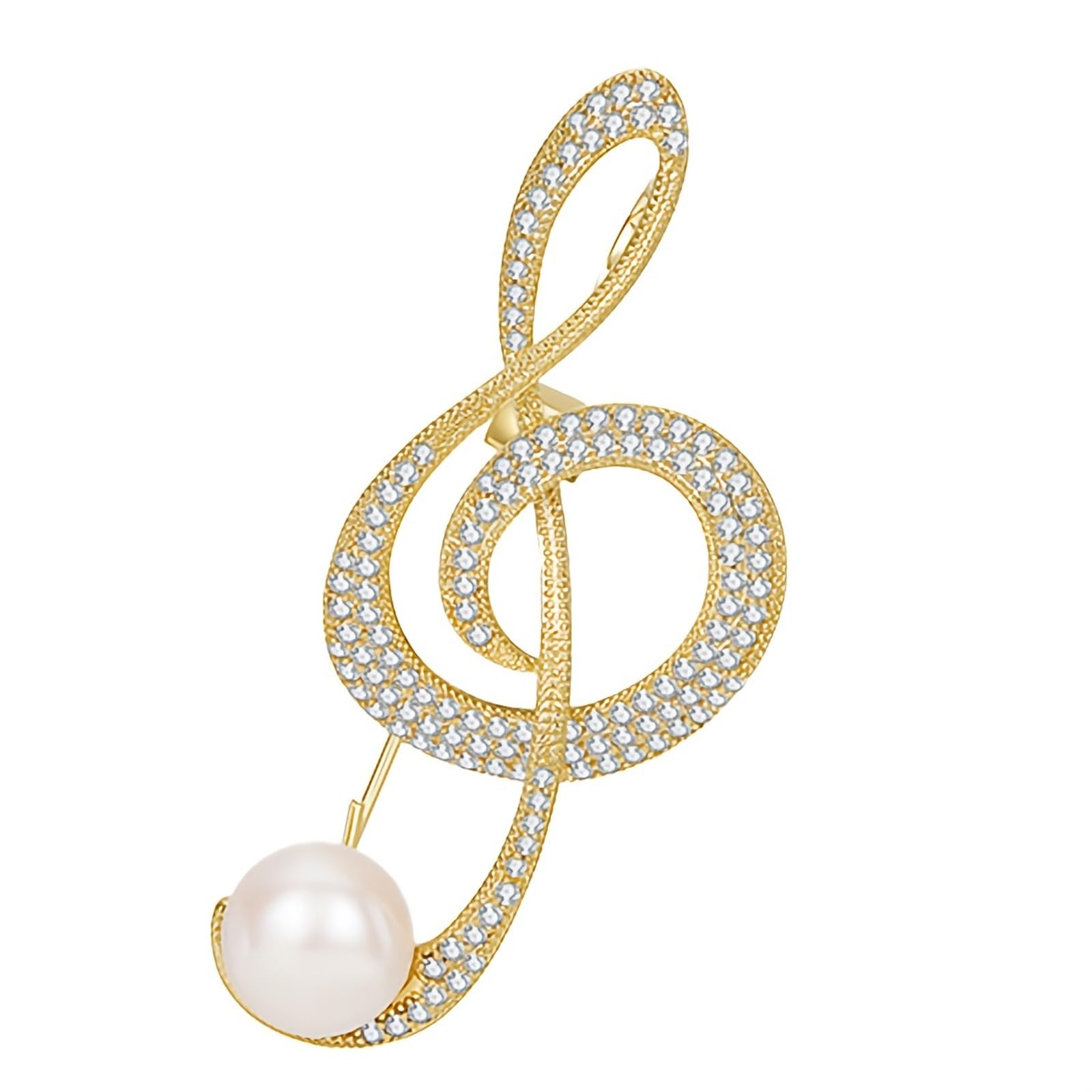 Wedding Brooch Spilla for Nota Musicale, Spilla Musicale in Cristallo simulato con Chiave di G, Corpetto for Donna, Uomo, Musicista, Gioielli da Sposa, Regali