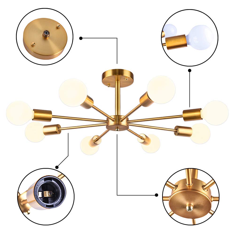 Buy Nauticaz Mid Century Modern Ceiling Mount 8 Flush Light Brass