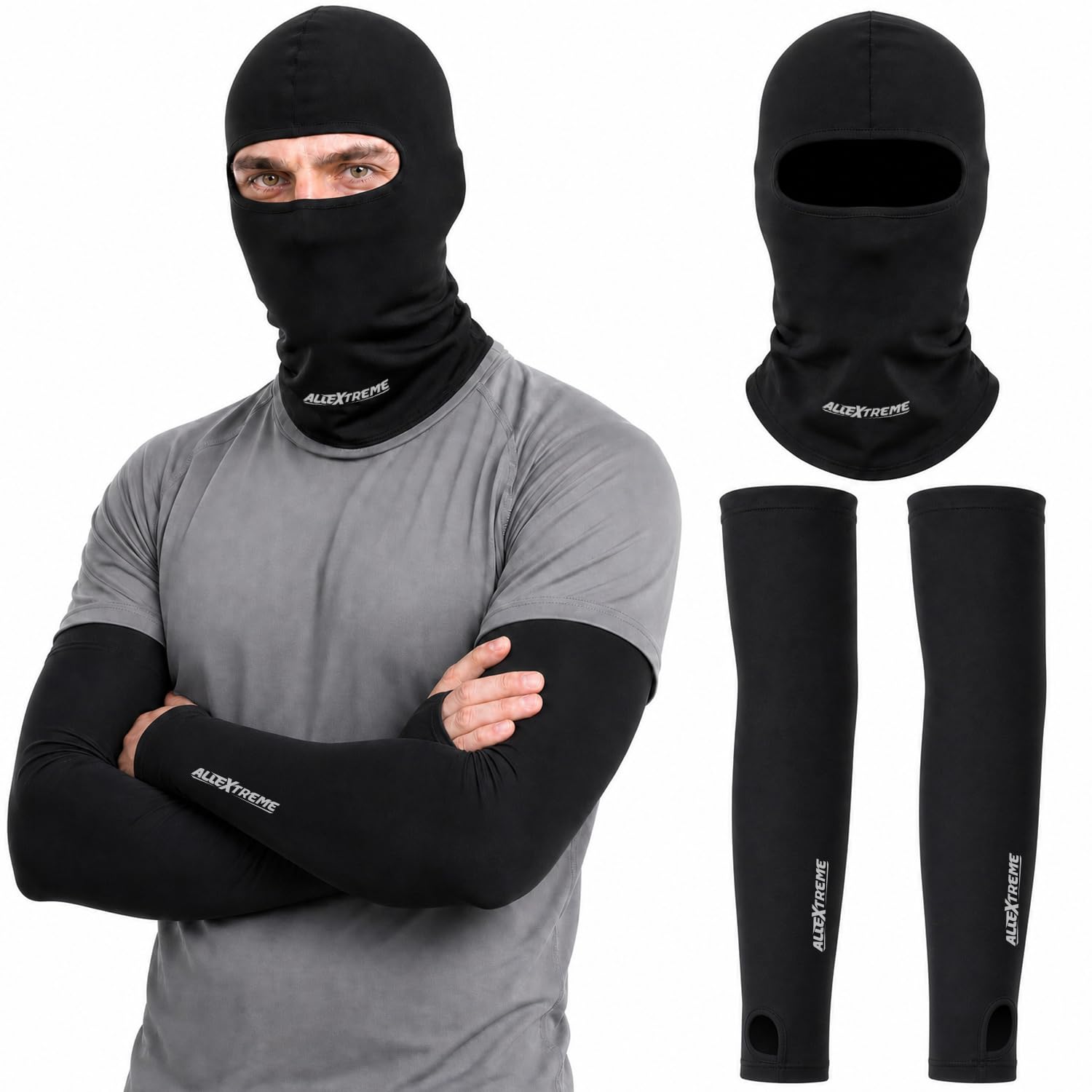 Allextreme EXFMHS2 Arm-Elbow Sleeves with Bike Riding Unisex Full Face Mask Anti Pollution Dust Sun Protection Motorcycle Biking Hand Cover (Black), free size-picture-43