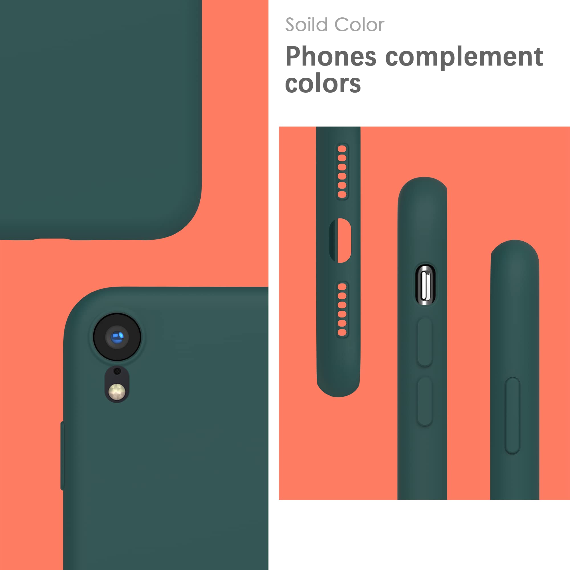YATWIN Silicone Case for iPhone XR, Soft-Touch, Shockproof, DustProof, Antiskid Full Body Armour Phone Cover for Apple iPhone XR - Dark Green — view 3