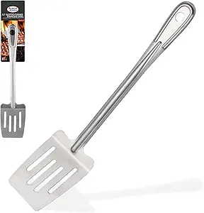 Alpine Cuisine Professional Cookware Stainless Steel Slotted Spatula - Thin Slotted Spatula Heat Resistant for Cooking, Frying, Grilling & Flipping Fish Meat Eggs - Easy to Clean