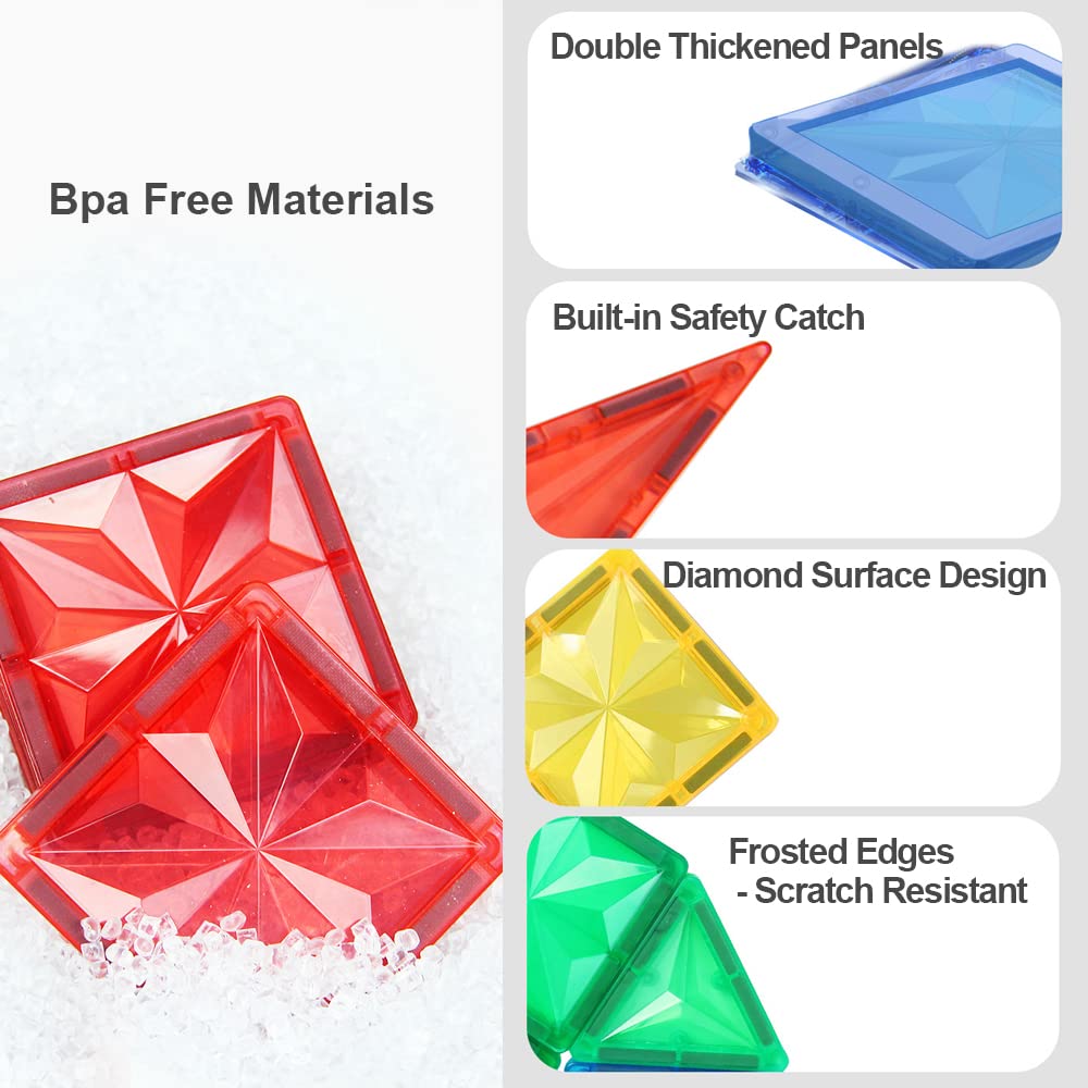 Condis Costruzioni Magnetiche Bambini 101 Pezzi, Giochi Blocchi Magnetici Bambini Tessere Gioco Costruzione 3 4 5 6 7 8 anni Giocattoli Bambino Calamite Regalo Montessori