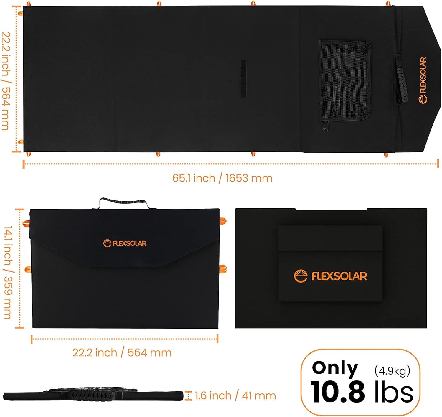 FlexSolar Caricabatterie da 120 W, con pannello solare, 20 – 28 V, uscita DC, IP65, impermeabile, moduli solari di emergenza per campeggio, camper e casa – Compatibile con Powerstation, generatori