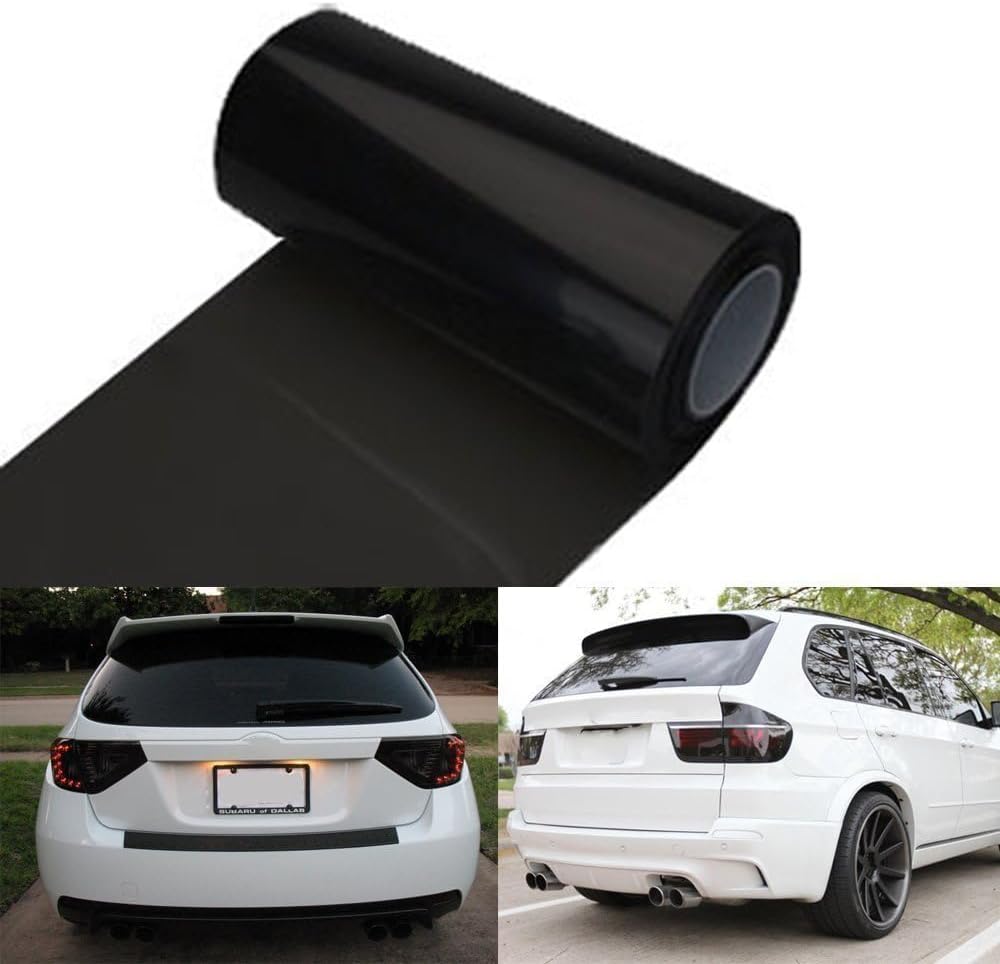 DIYAH 12 X 48 Inches Self Adhesive Headlight, Tail Lights, Fog Lights Tint Vinyl Film (Dark Black)