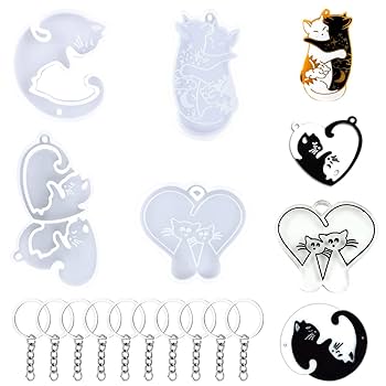 売れました　しっぽでハート❤ペアチビ猫ストラップ　レジン Amazon.co.jp: Voyyphixa シリコンモールド カップル