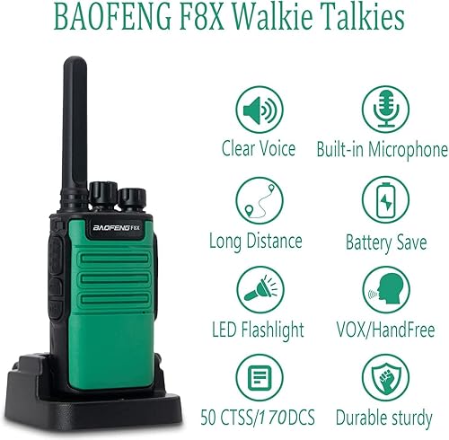 Miniatura 5 de Walkie Talkies Radios recargables de dos vías de largo alcance con auriculares, radios de 2 vías UHF Handheld Walky Talky con linterna, batería de
