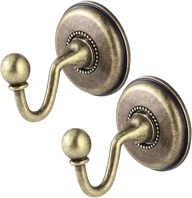 IMIKEYA 2Pcs Vintage Wall Hooks Antique Brass Wall Hooks Decorative Curtain Holdbacks Tieback Hooks for Hook Purse Coat Rack Key Hanger Home Bathroom Door Wall Decoration (Bronze)