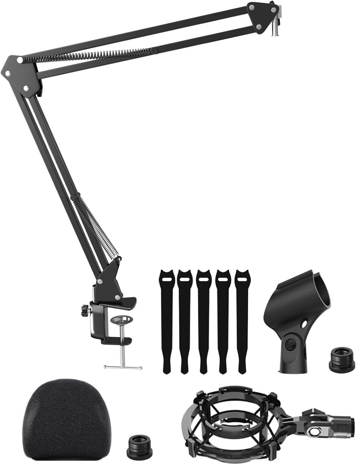 Mic Boom Arm Stand [MAX 3.3lbs ] + Microphone Shock Mount with Pop Filter