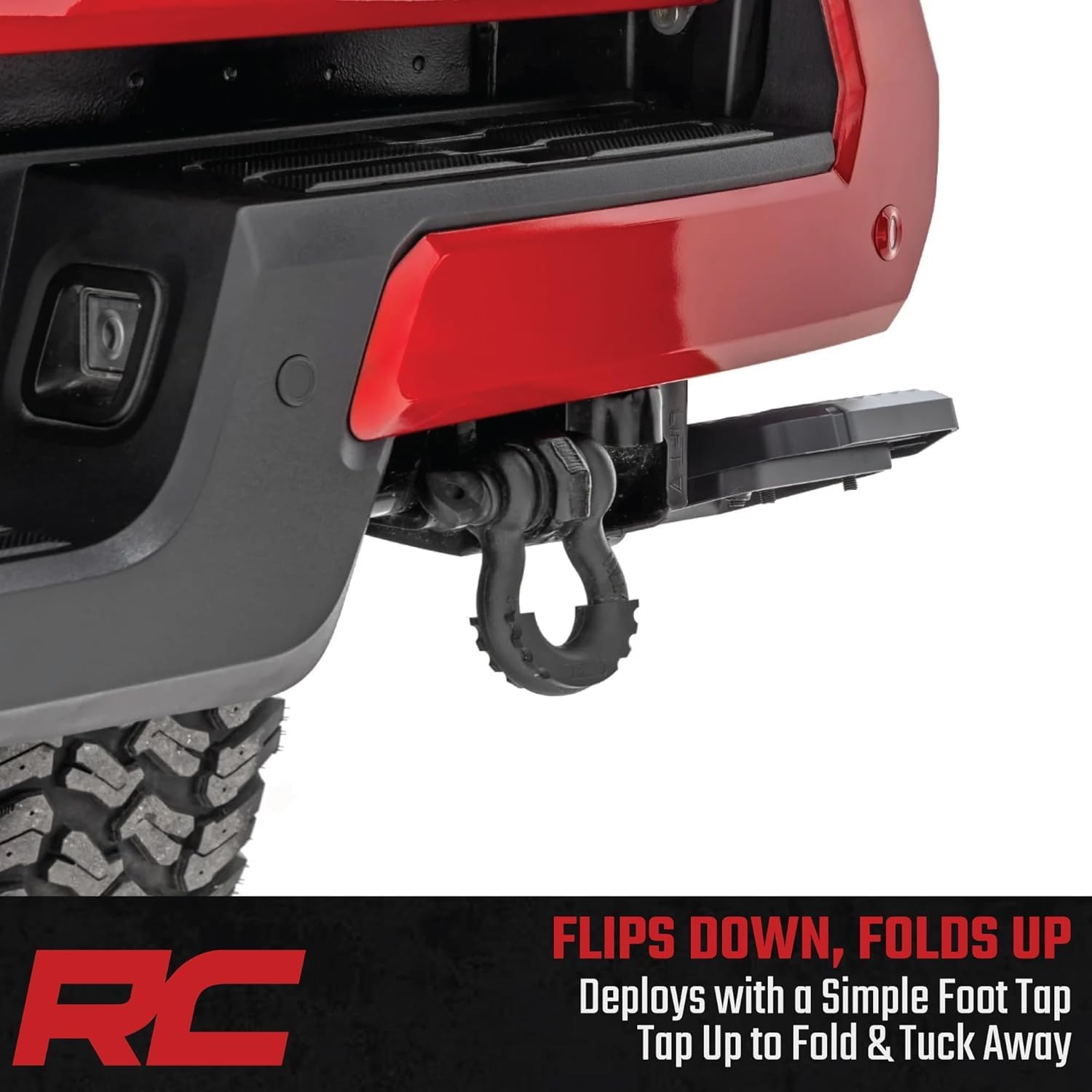 Rough Country Retractable Bed Step for Toyota Tacoma (2024-2026) - Manual Tailgate Drop Step, 6" Non-Slip Step Surface, Bolt-On Install