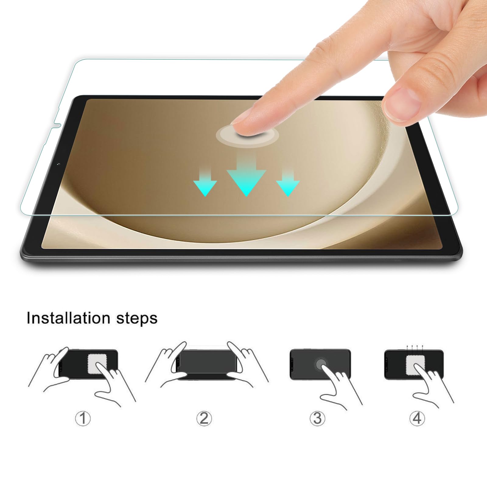 WD&CD 2-pak ochraniaczy ekranu kompatybilnych z Samsung Galaxy Tab A9 20.3 cm, zamiennik folii ze szkła hartowanego do Galaxy Tab A9 20.3 cm, odporne na zarysowania, odporne na pęcherzyki powietrza,