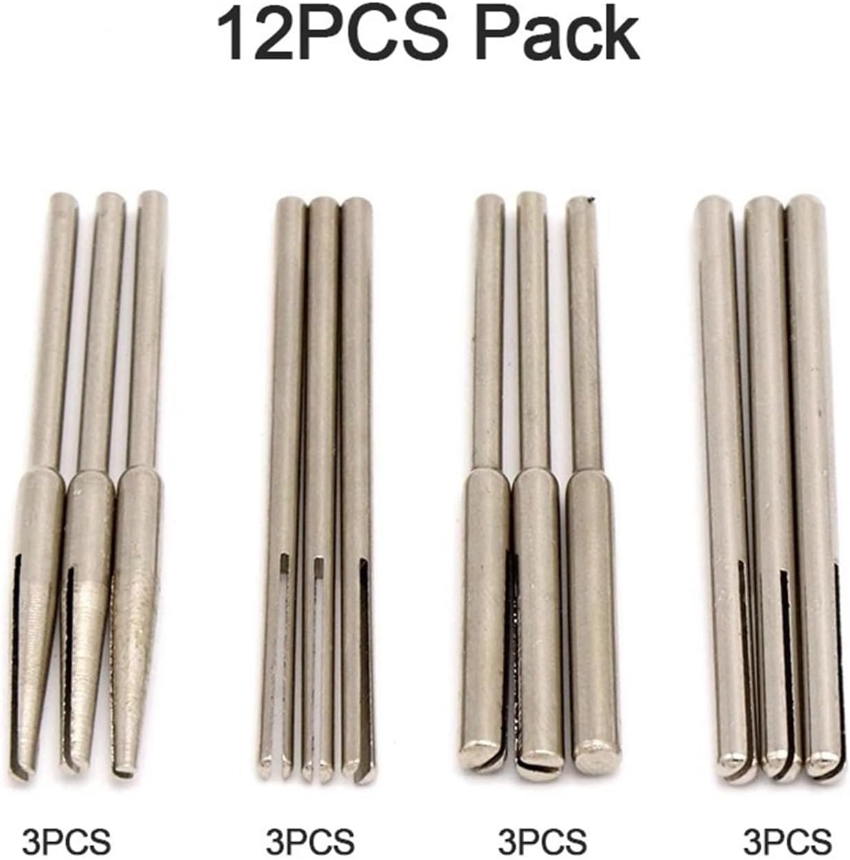 Sandpaper Split Clamp Bar 10/12PCS 2.35/3mm Shank 50mm Sandpaper Clamp Split Mandrels Long Abrasive Holder Clip Rod Carved Point(12PCS Pack)