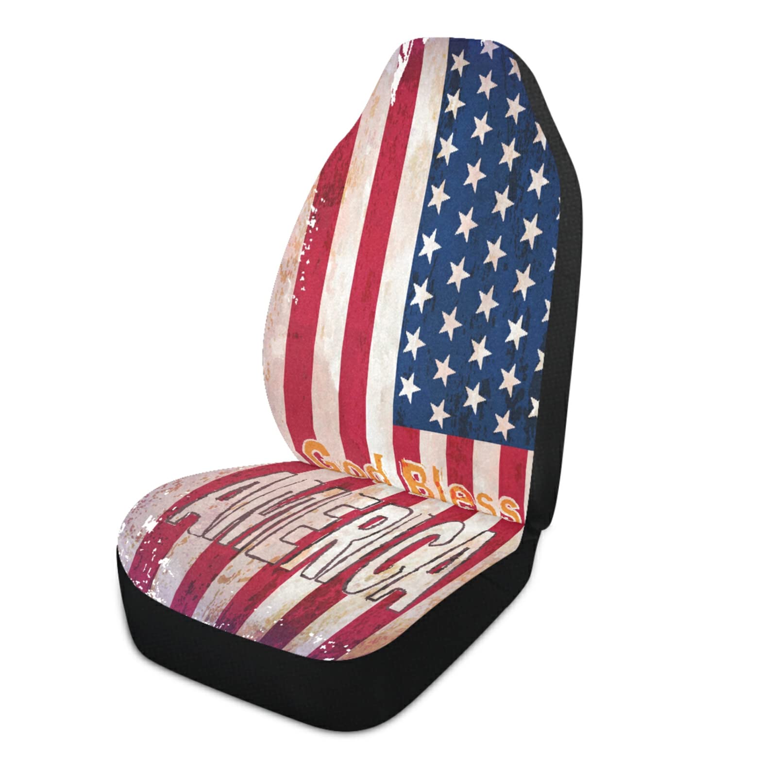ALAZA Universal American Flag Front Seat Cover Bucket Seat Protector for Car SUV Sedan Truck