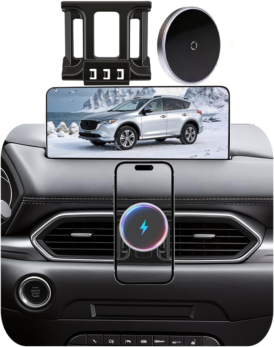 Car Mount for Mazda CX5 (2017-2025 2026), Magnetic Phone Holder, Magsafe Car Mount Charger, Dashboard Phone Holder, 15W Wireless Fast Charging, Cell Phone Automobile Chargers, CX-5 Accessories