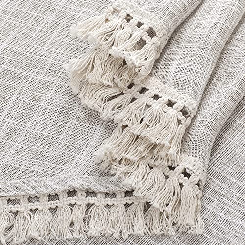 Beda Home Tassel Linen Textured Swag Curtain Valance For Farmhouses’ Kitchen; Light Filtering Rustic Short Swag Topper For Small Windows Bedroom Privacy Added Rod Pocket Design(Nature 36X63-2Pcs) #TOP5