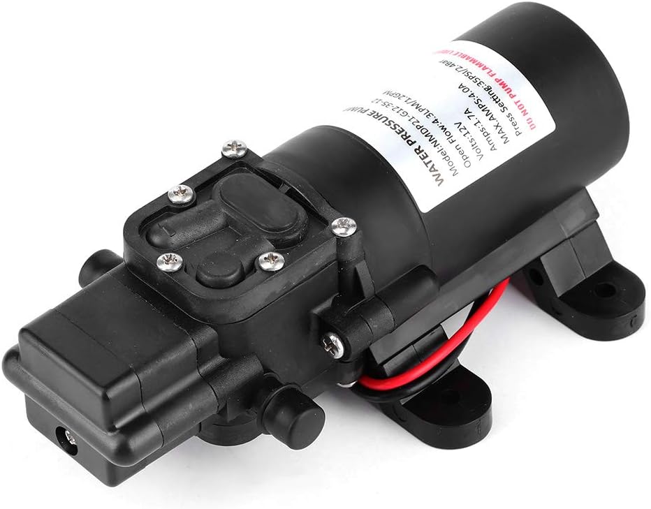 12V DC 1.2GPM 35PSI Diaphragm Pump High Pressure Self Priming Pump for Car RV Marine Boat