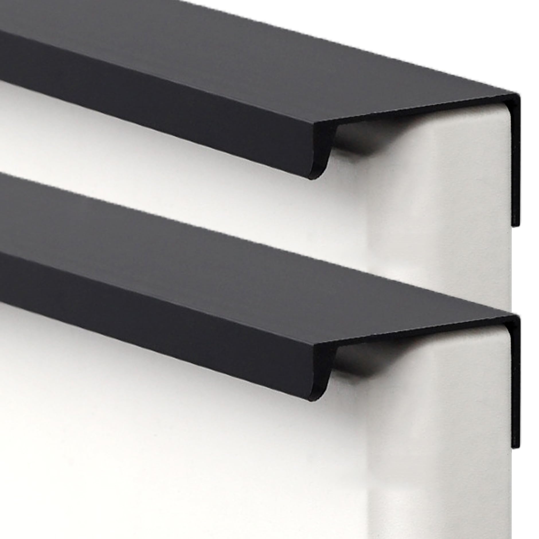 JIALUO0318 Invisible Handles Furniture Pull Aluminium Alloy Concealed Pull Kitchen Cupboard Handles Finger Edge Pull Door Knob Cabinet Handle Drawer Handles 2 Piece (Matte Black,Length 800mm)