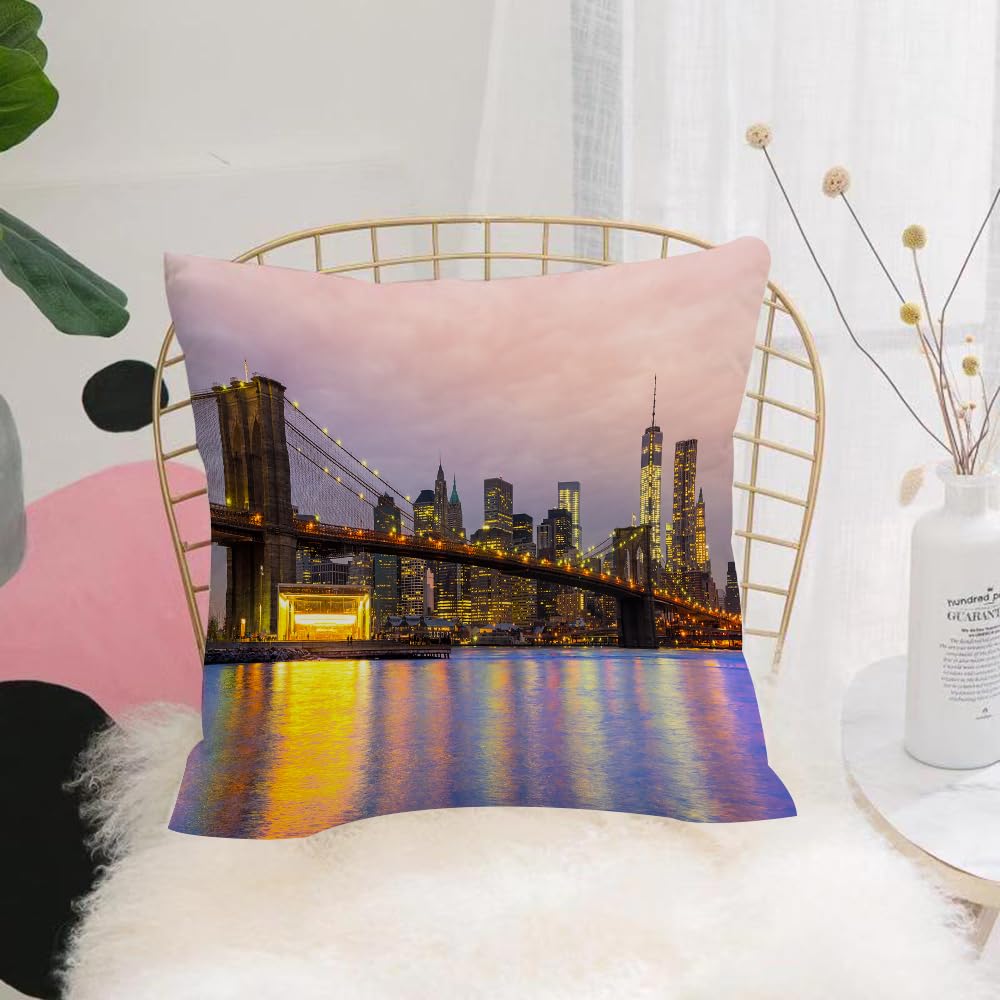 Hyosxw Modern, Sunrise Time At Manhattan Silhouette - A8 Cushion Cover,Throw Pillow Case Home Decorative For Living Room Bedroom Sofa Chair 18X18 Inch,Modern, Sunrise Time At Manhattan Silhouette With Dramatic Lights New York Scen,Pillowcase 45X45cm