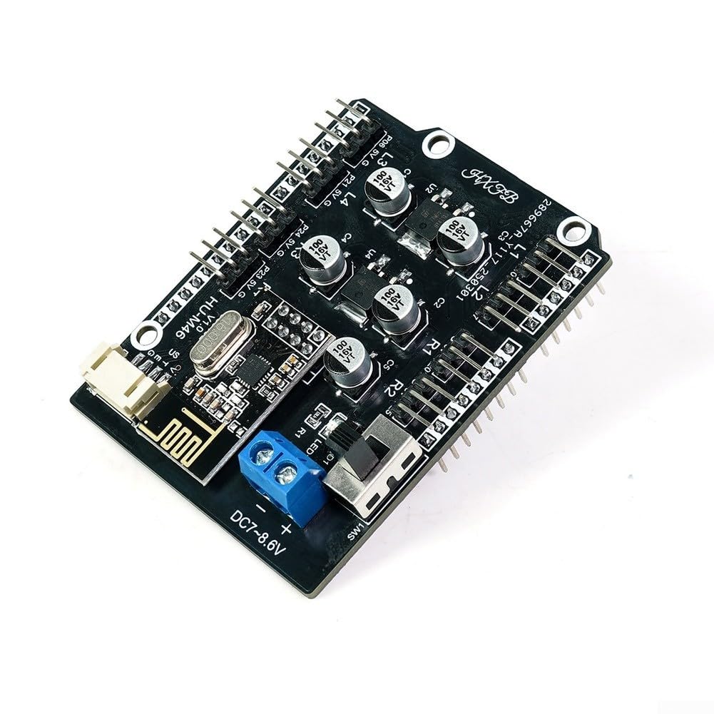 Scudo driver motore passo-passo a 8 canali per progetti di robotica Arduino con telecomando 2,4 G e supporto sensore di prevenzione degli ostacoli, compatto 68 x 53 mm (B)