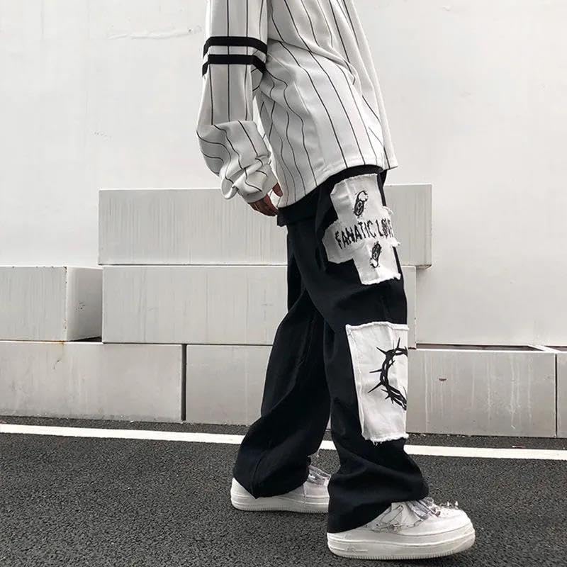 jupkem Y2k Sweatpants Men Star Hip Hop Pants Baggy Sweatpants Wide Leg Straight Track Pants Aesthetic Graphic Streetwear3