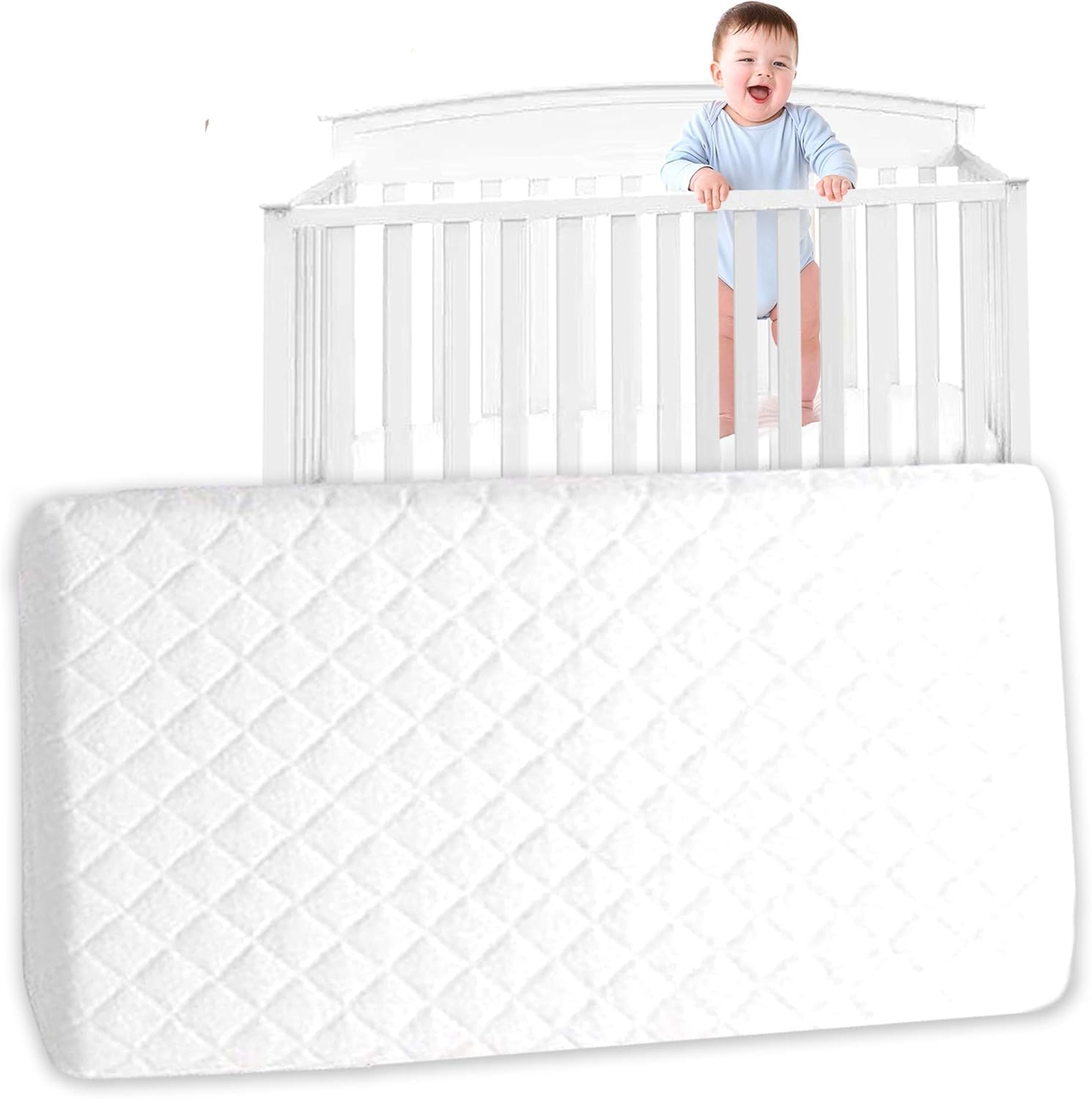 Porter and Lambert Baby Travel Cots Mattress Toddler Crib Foam Comfort Bedding Mattresses Quilted Breathable With Removable Cover (93 x 64 x 6 CM)